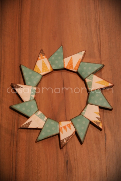 guirlanda, origami, papel, scrapbook, tutorial, passo a passo, diy, how to, wreath, paper